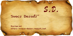 Svecz Dezső névjegykártya